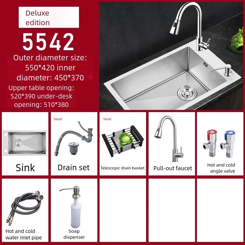 Kitchen Sink Stainless Steel Transversal Side Loading Side Holes Cafeteria Dish and Wash Vegetable Basin Large Size Single Slot