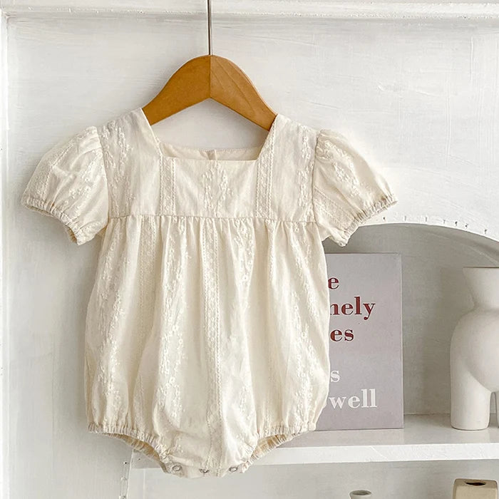 2025 Baby Girl Romper Summer 0-24M Children Clothes Korean Style Climbing Suit Short Sleeved Cotton Embroidery Newborn Romper