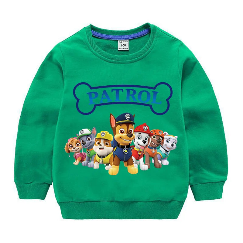 2024 Cute Paw Patrol Sport Casual Hooded Sweatshirt Cartoon Paw Patrol Patchwork Pullover Autumn Hood Sportswear Birthday Gifts