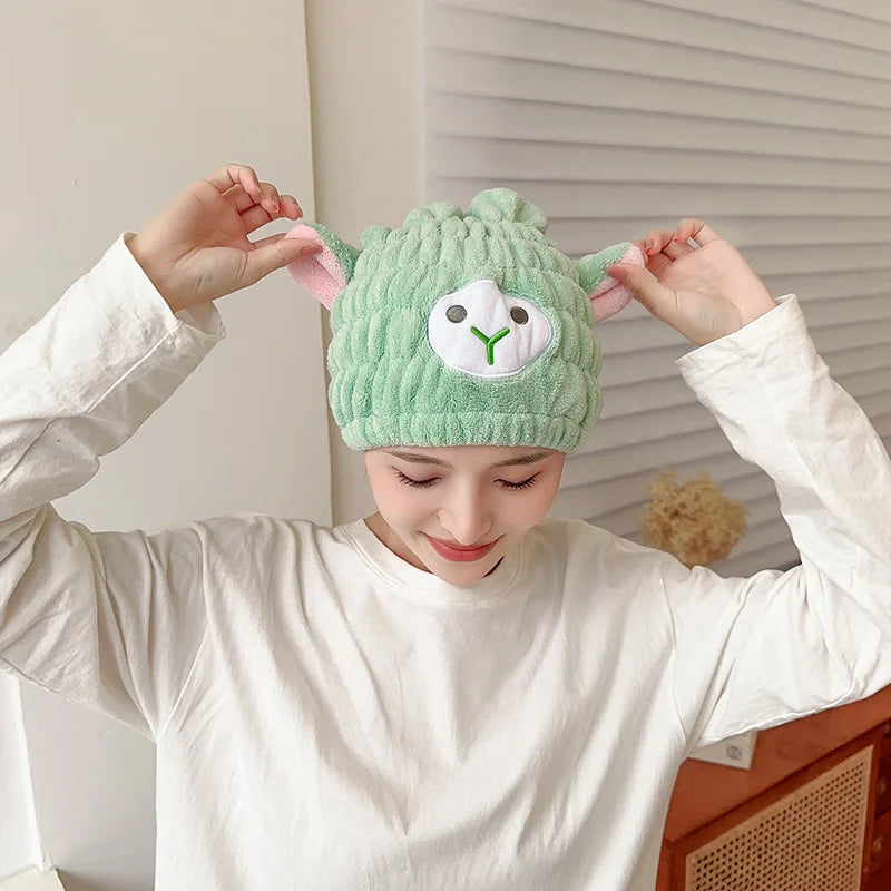 Dry Hair Hat Children Coral Velvet Cartoon Shower Cap Rabbit Ear Dry Hair Hat Wholesale Adult Female Dry Hair Towel