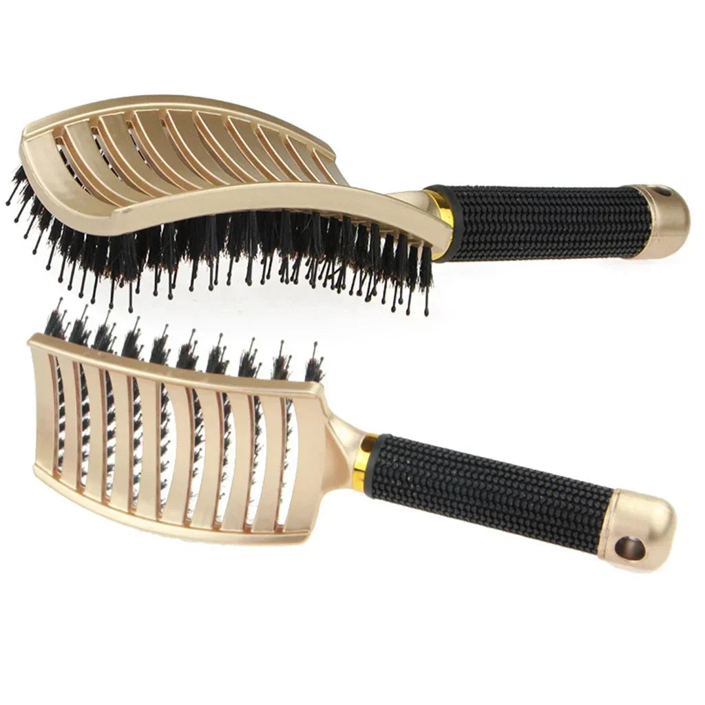 Brosse à cheveux Peigne de massage du cuir chevelu Brosse à cheveux Poil de sanglier Nylon Femmes Humide Bouclé Démêler Brosse à cheveux Salon Coiffure Styling Tool