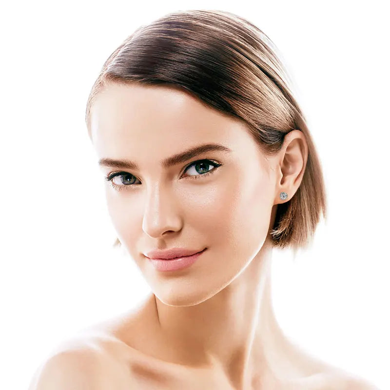 Lnngy 925 Sterling Silver Stud Earrings 5mm/6.5mm Round Moissanite Eearring With Certificate for Women Girl Daily Jewelry Gift