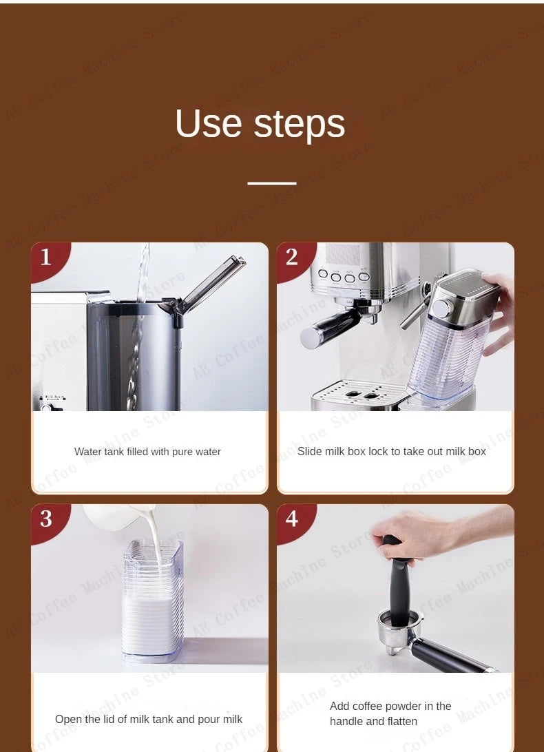 Automatic Coffee and Milk Frother All-in-one Machine 20bar Household Small Espresso Coffee Machine Multi-function Coffee Maker