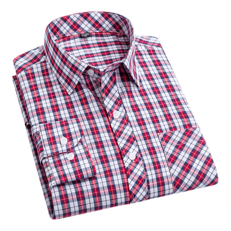 Men's Plaid Shirts Plus size 100% Cotton Long Sleeve Young Boy Streetware Clothing Soft Confortable Daily Smart Shirt Casual Top