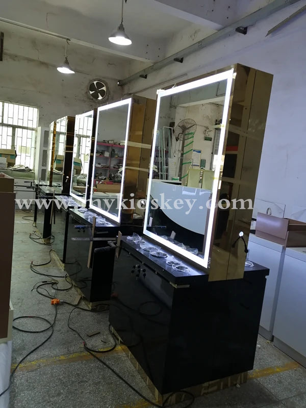 Table de travail de coiffeur avec évier | Station de coupe de cheveux | Établi de salon de coiffure