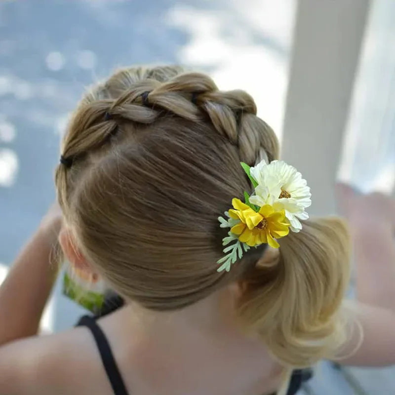 Bandes de cheveux élastiques à fleurs pour filles