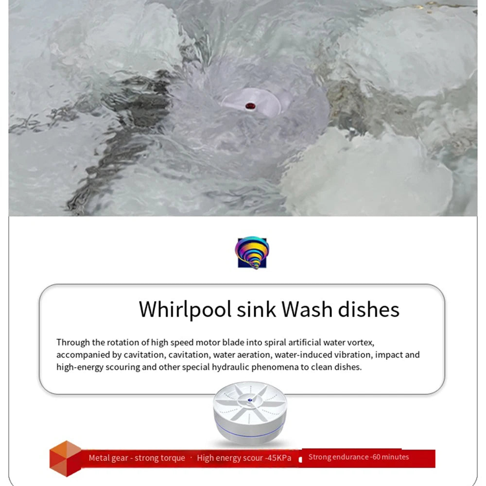 Kitchen Wireless Mini Dishwashers USB Ultrasonic Sink Fruit Vegetable Dish Washer Electric Portable Washing Machines 식기세척기