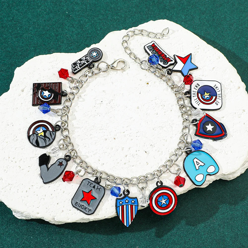 Marvel Superhero Series Personalized Fashion DIY Metal Enamel Bracelet Creative Men's and Women Jewelry Gifts Suitable for Fans