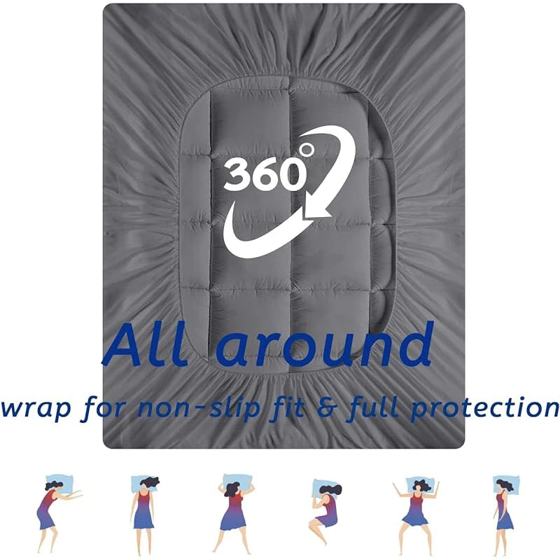 Thick Mattress Topper, Extra Thick Mattress Pad Cover for Back Pain, Cooling Futon Mattress Overfilled Down Alternative Filling