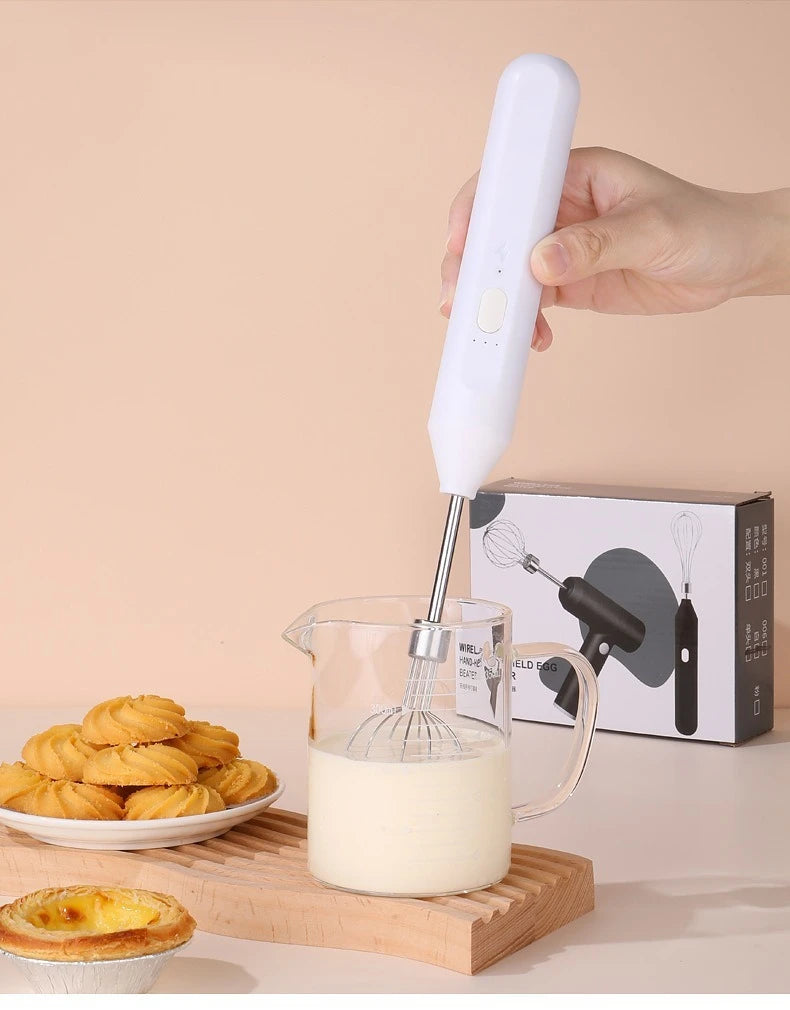 Cordless Multi-Use Whisk System | Compact Handheld Mixer with Milk Frother & Auto-Stirring for Baking, Coffee, and Cream