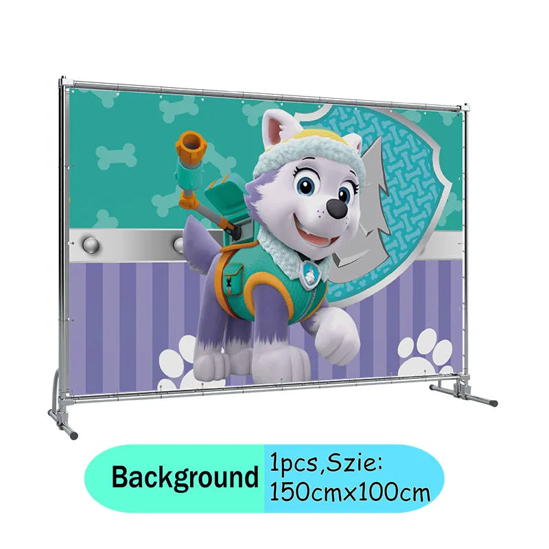 Paw Patrol Snow dog Everest Cartoon Animation Theme Birthday Party Decorations Disposable Sticker Balloon Paper Plates Supplies