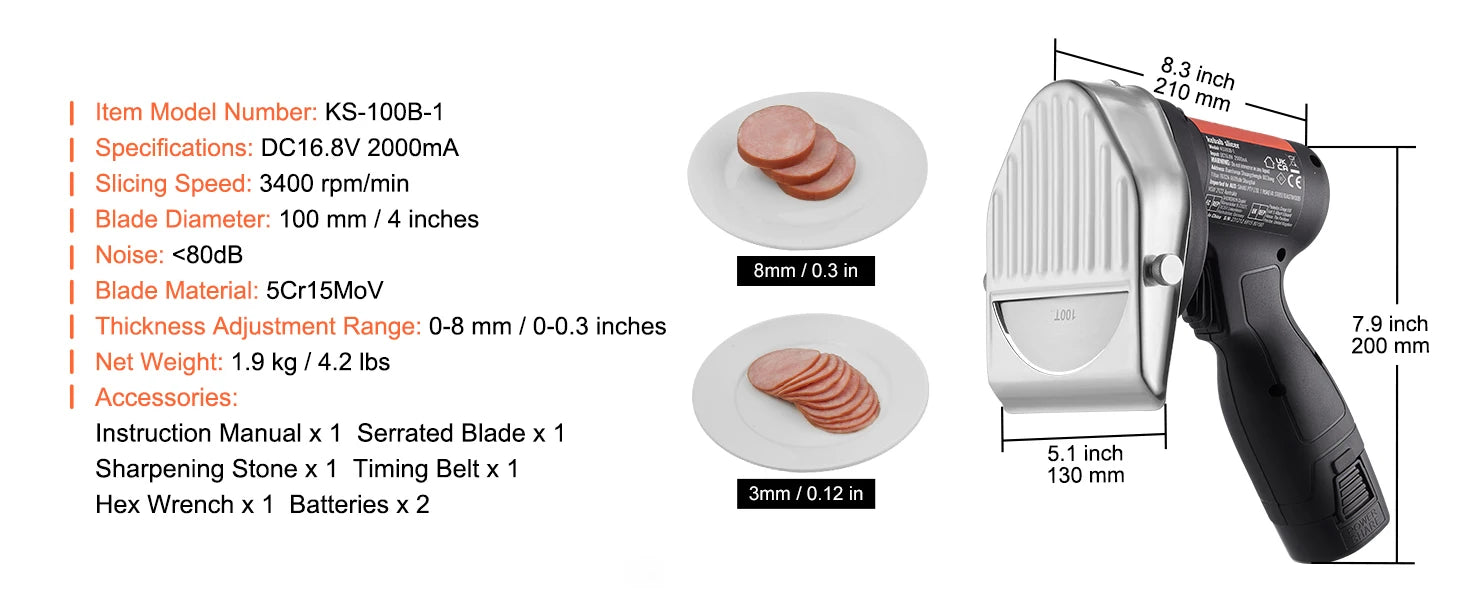 SucceBuy Electric Shawarma Knife, Cordless Battery Professional Turkish Knife Commercial Stainless Steel Gyro Cutter
