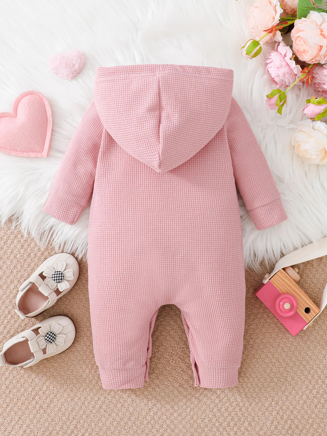 Girls Spring Autumn Casual Letter Print Hooded Romper Suit for Babies Comfortable All-in-One Clothing