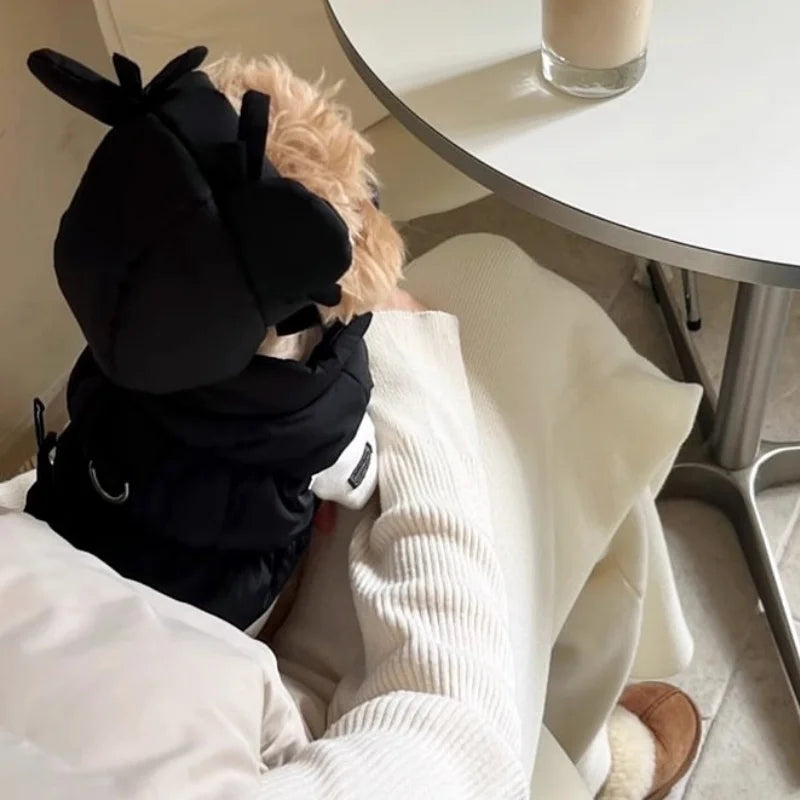 Winter Padded Dog Jacket Coat Warm Soft Dog Clothes Fashion Solid Puppy Down Jacket Cute Bow Cat Vest Coat Chihuahua Pet Costume