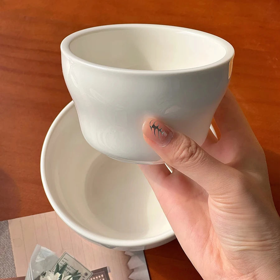 Simple White Ceramic Bowl Household Tableware Rice Bowls Breakfast Porridge Bowl Yoghurt Dessert Bowls