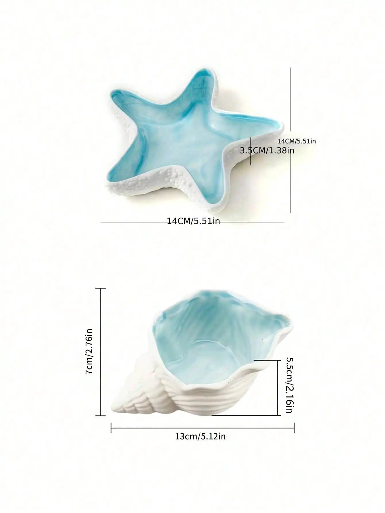 Plateau à bijoux en forme de coquille bleu ciel 1 pièce et bol à clés, un plateau de rangement de bijoux en céramique. Cadeaux d'anniversaire Graduation
