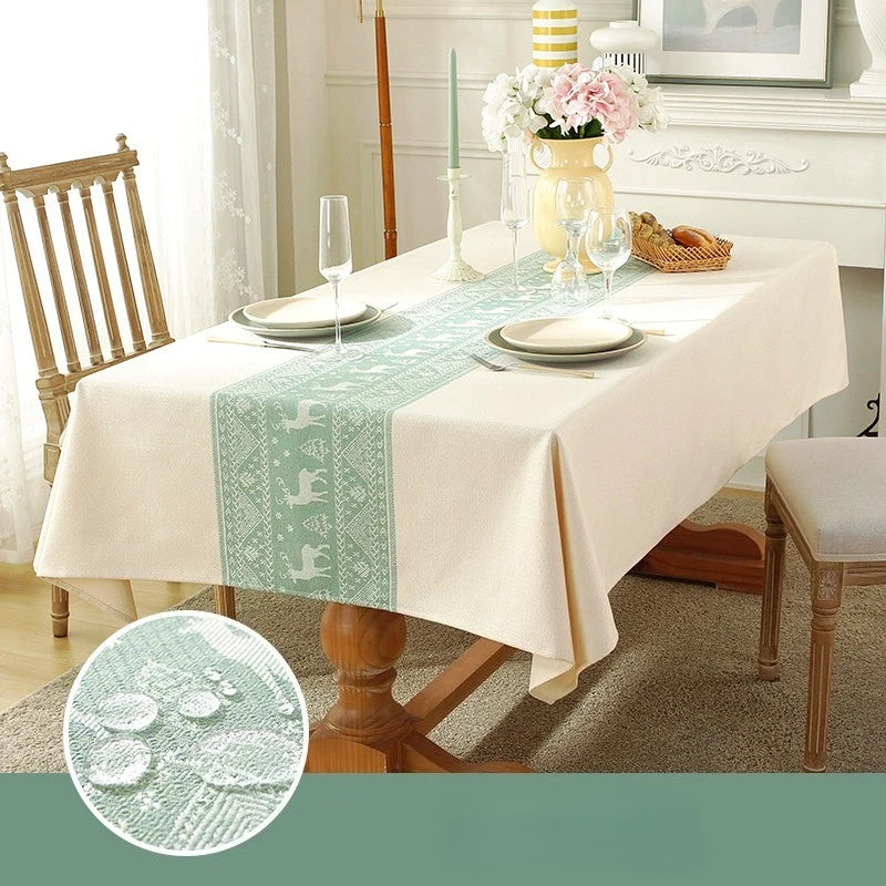 Cotton Blend Waterproof Tablecloth  Anti-oil Table Cover, Party Family Dinner Tablecloth for Kitchen Restaurant Wedding
