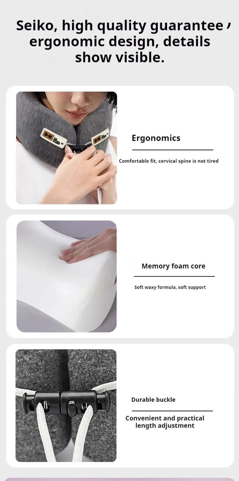 Memory Foam U-Shaped Pillow Travel Neck Support Sleeping Pillow Shoulder Rest U-Cushion Airplane Trip Neck Pillow