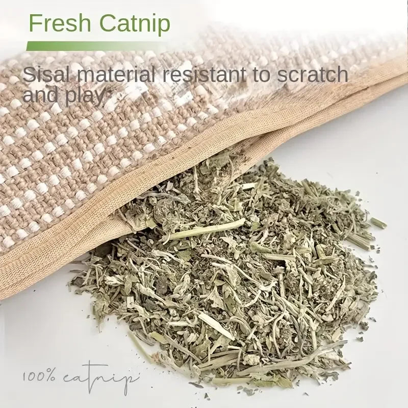 Sisal Cat Scratching Mat with Catnip - Bite-Resistant, Shed-Free for 4-Season Use as Claw Sharpener & Bed