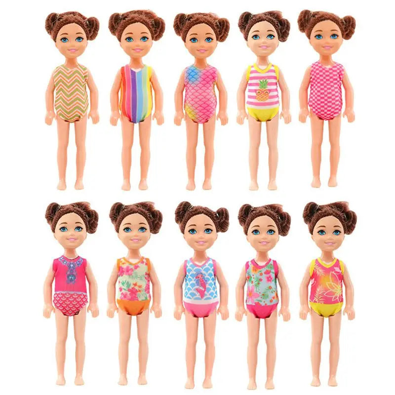 10 Pieces 5.5 Inch Doll Clothes Set Kids Toys 5 Fashion Dresses Swimsuit Bikini Accessories For Baby Girls DIY Game Present
