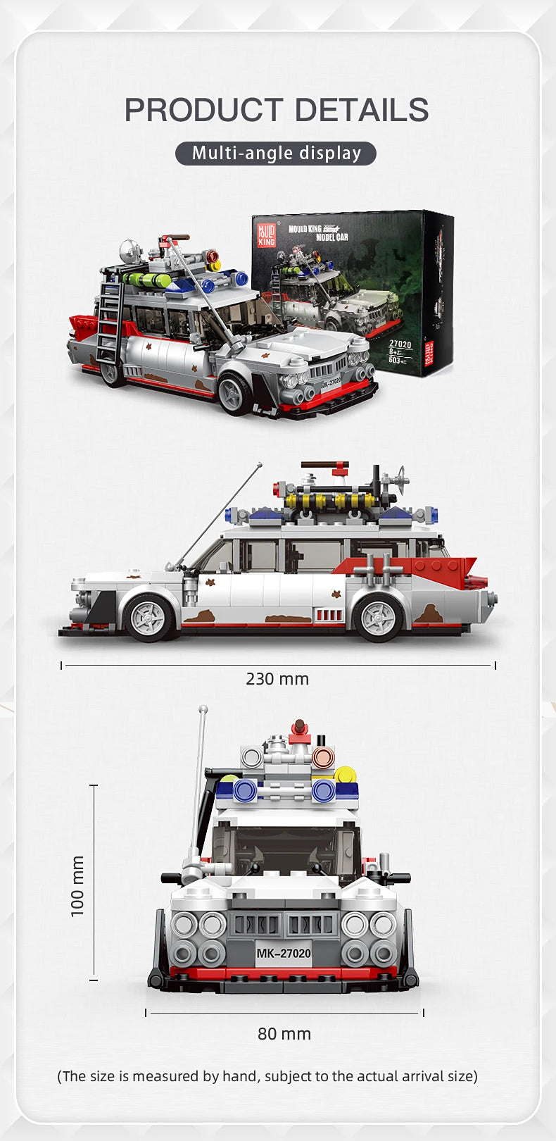 MOULD KING 27020 Technical Car Toys The Mini Ghost Bustered ECTO-1 Car Model Assembly Building Block Brick Kids Christmas Gifts