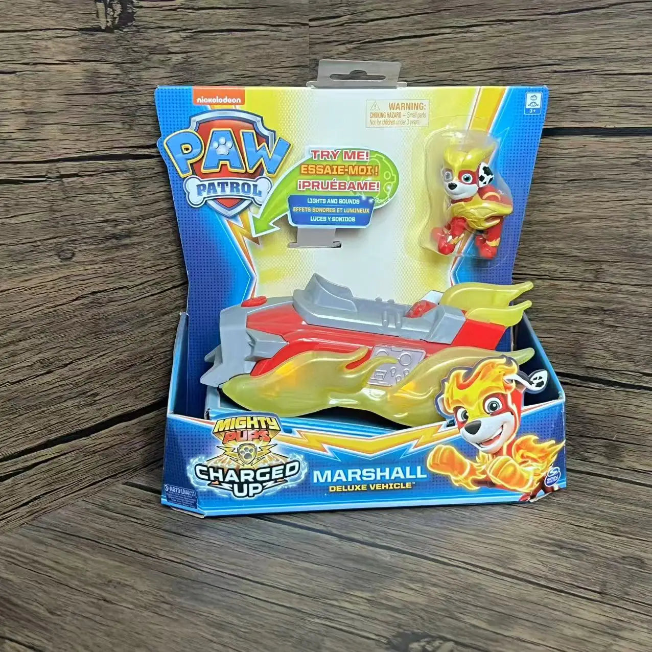 Genuine New Paw Patrol Mighty Pups Charged Up Rubble Marshall Chase Deluxe Vehicle with Lights and Sounds Children's Toy Car Boy