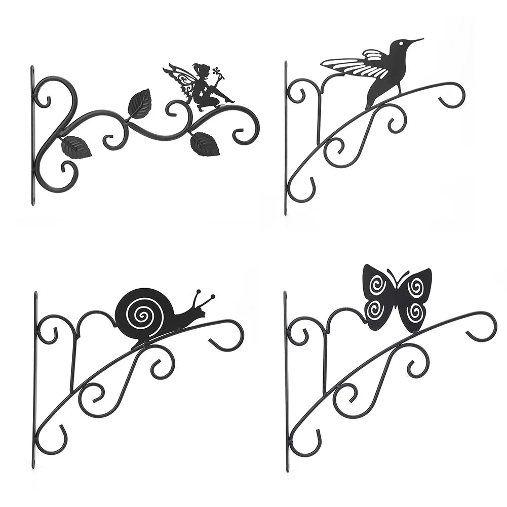 11.8inch Hanging Plant Bracket Iron Decorative Wall Hanger Hooks Black Iron Plant Hanger Bracket for Flower Baskets Wind Chimes