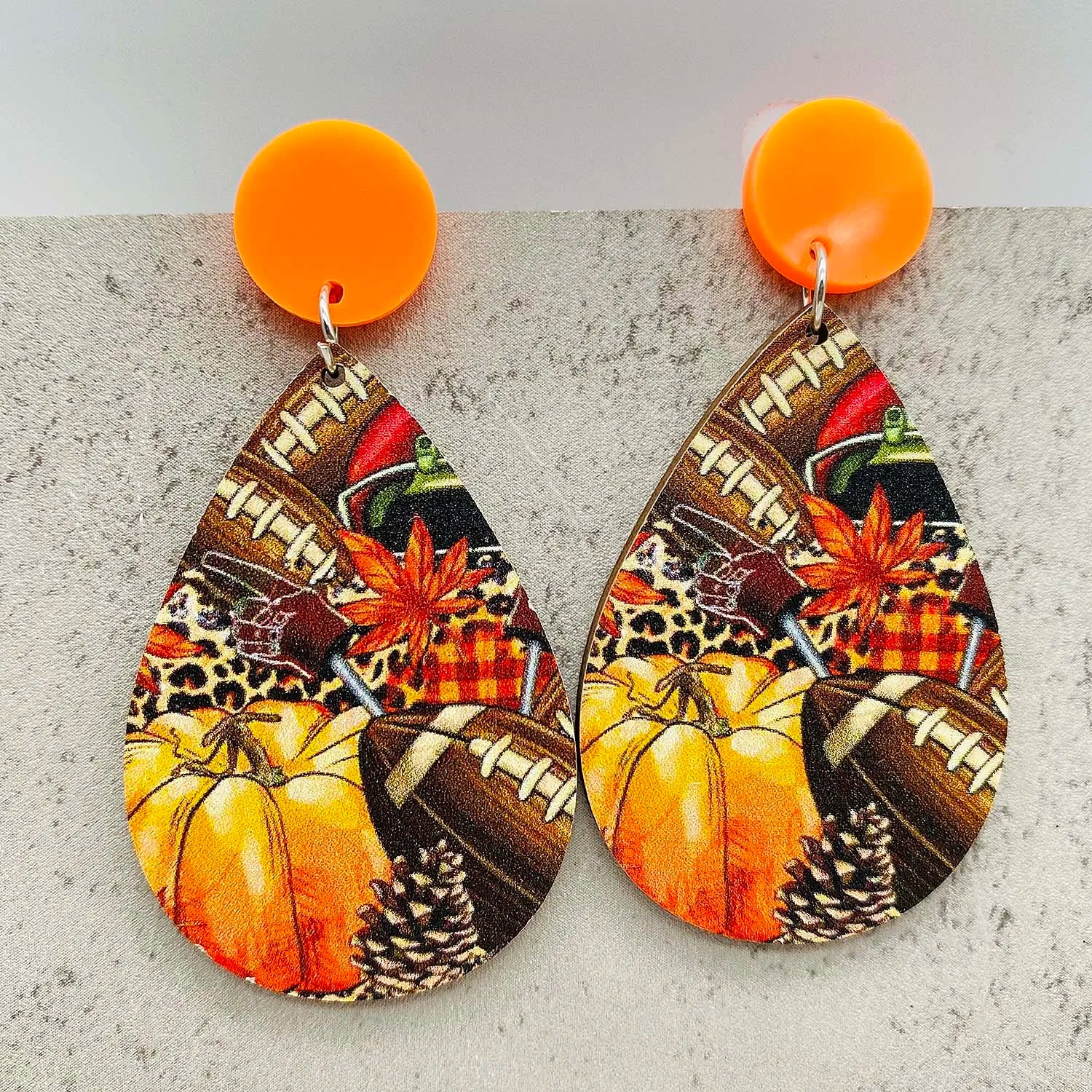 New Autumn Baseball Wooden Earrings Turkey Turquoise Pineapple Pumpkin Truck Vintage Earrings for Women Thanksgiving Gifts