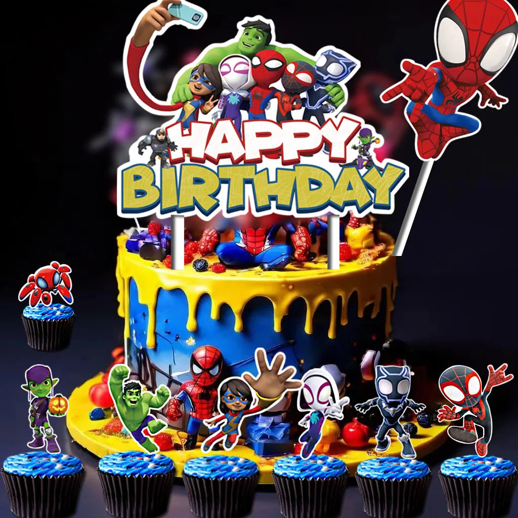 Spidey And His Amazing Friends Birthday Decoration Cake Topper Party Favor for Kids Boys Baby Shower Party Supplies