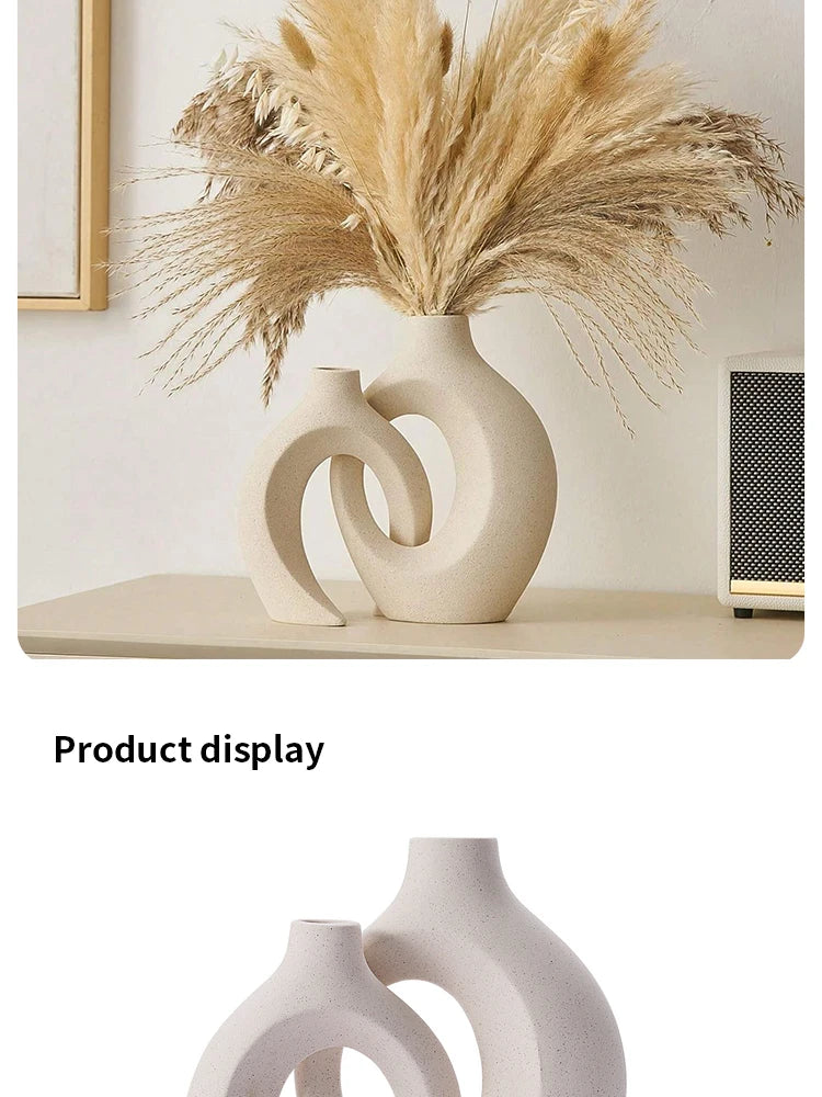 European Ceramic Vase Set Creative White Simple Home Decoration Living Room Entryway TV Cabinet Decoration