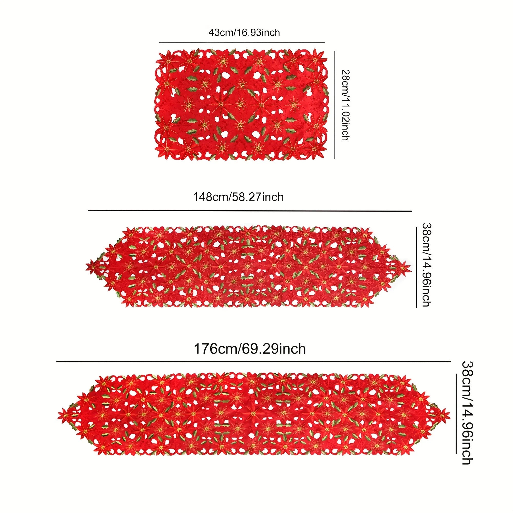 2/1PCS Red and Green Christmas Embroidered Printed Tablecloths Party Picnic Table Cloth Supplie Table Runners Linens