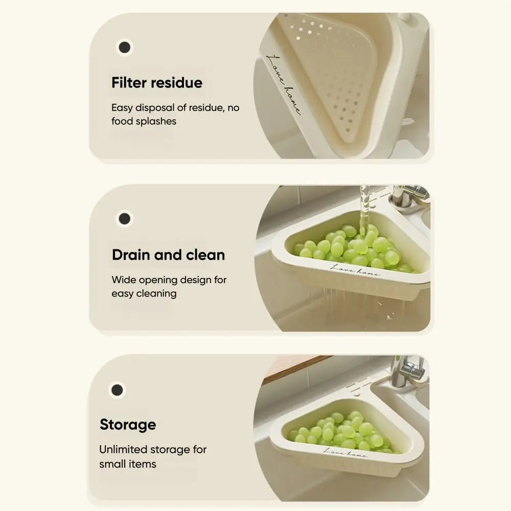 Kitchen Triangle Drain Basket Sink Retractable Rack Punch-free Vegetable Basin Sink Filter Storage Basket Kitchen Accessories