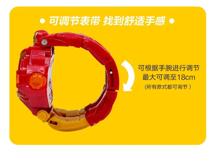 2026 Hot Marvel Iron Man Spiderman Cartoons Children's Watch Deformation Robot 3d LED Luminous Watch Children's Model Toy Watch