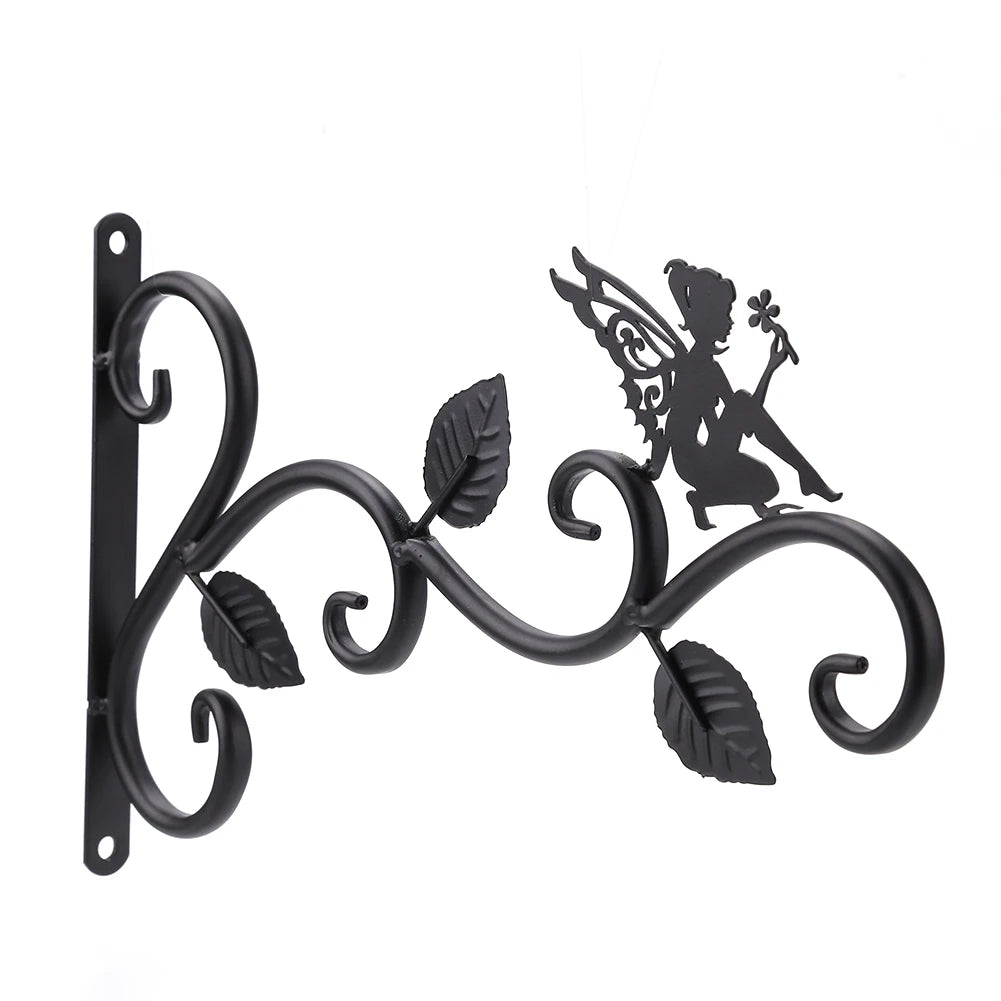11.8inch Hanging Plant Bracket Iron Decorative Wall Hanger Hooks Black Iron Plant Hanger Bracket for Flower Baskets Wind Chimes