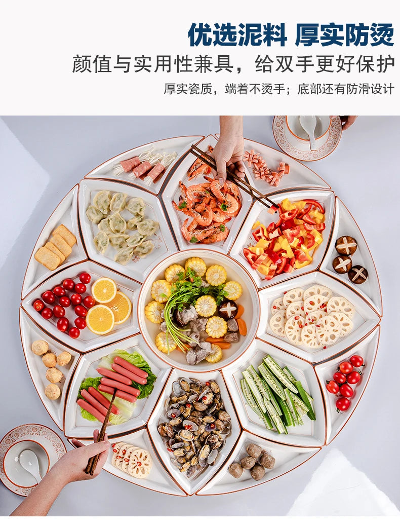 Vintage Ceramic Plate Set Microwaveable Dining Bowls Home Dinnerware Plates Set Dishes Full Tableware Pratos De Jantar Dishes