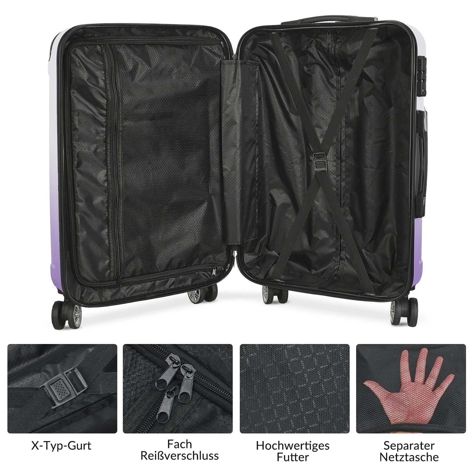 Luggage Set of 3 with Lock, 4 Rolling Spinner Wheels, ABS Lightweight Trolley Travel Suitcase for Hand Luggage Business Trip