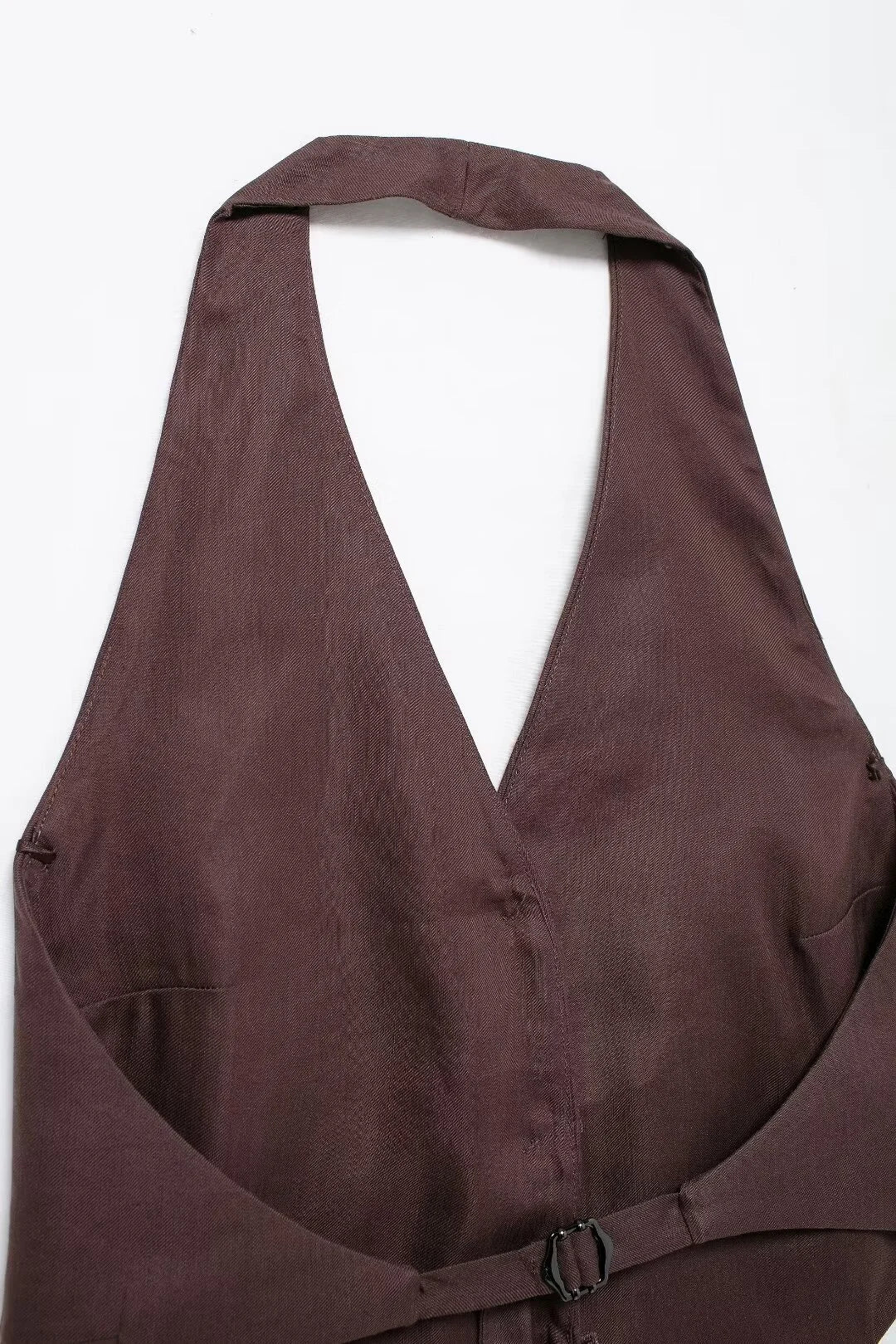 KONDALA Vintage Chic Women Suit Solid Halter Backless Vest Straight Button Loose Pants Fashion 2025 Autumn Office Lady Set