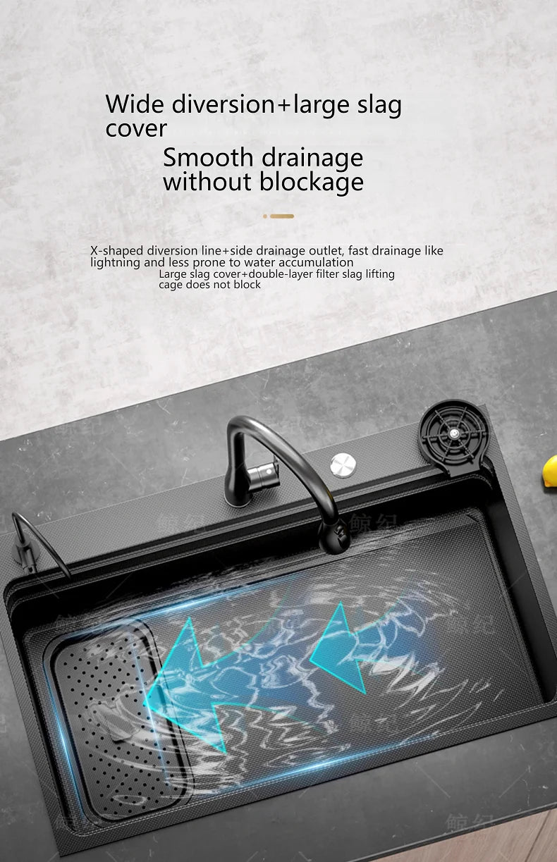 Stainless Steel Gray Kitchen Sink Multifunctional Stain and Scratch Resistant Large Single Slot Household Wash Cuisine Basin