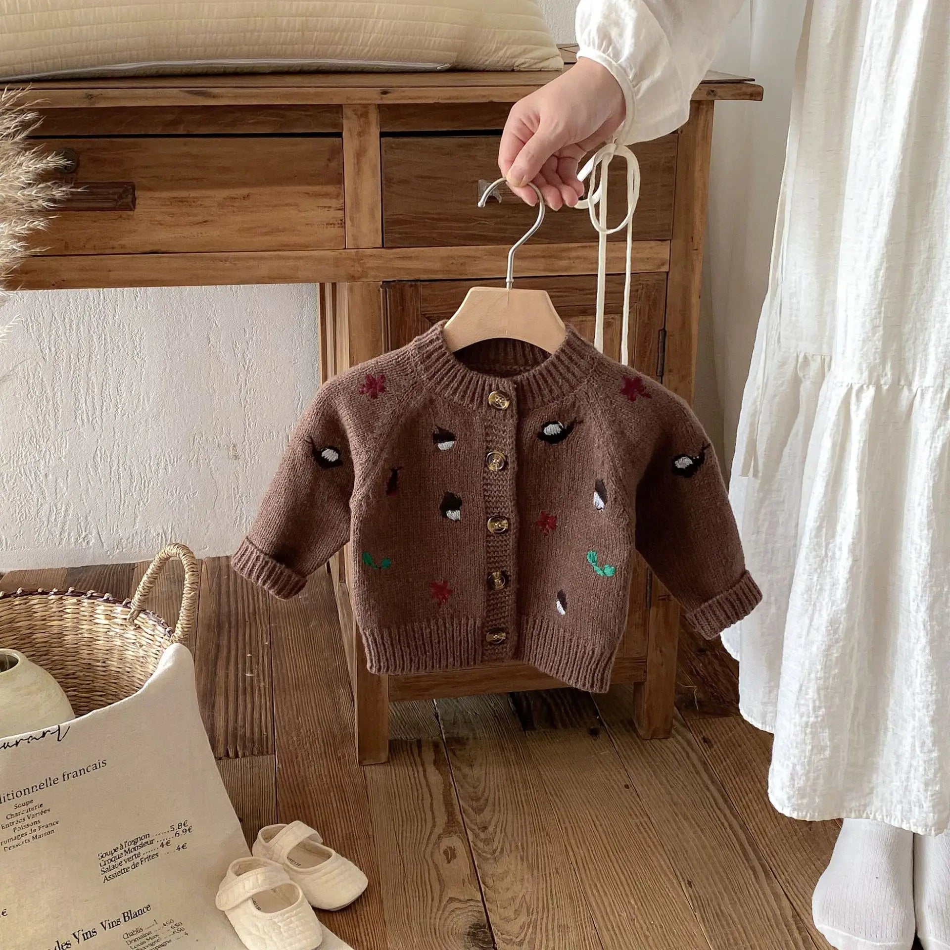 6852 Baby Knitted Sweater 2025 Autumn and Winter New Long Sleeve Embroidered Baby Boy's Cardigan Coat Girl's Sweater
