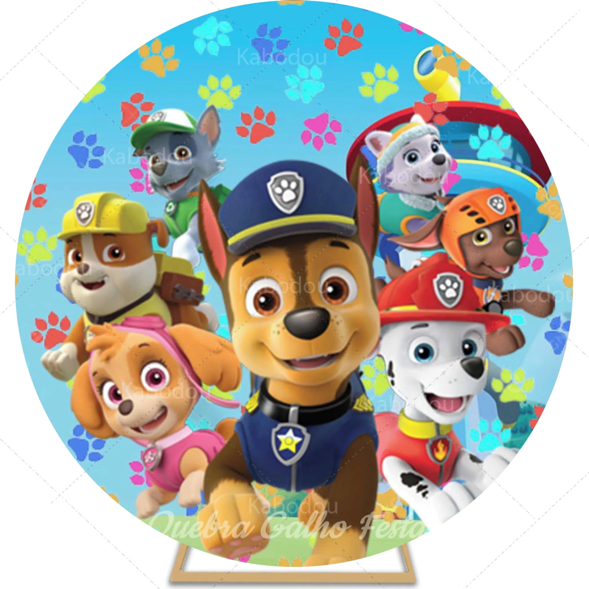 Paw Patrols Round Backdrop Boys for Birthday Party Cartoon Dog Decoration Baby Shower Photography Background Circle Studio Prop