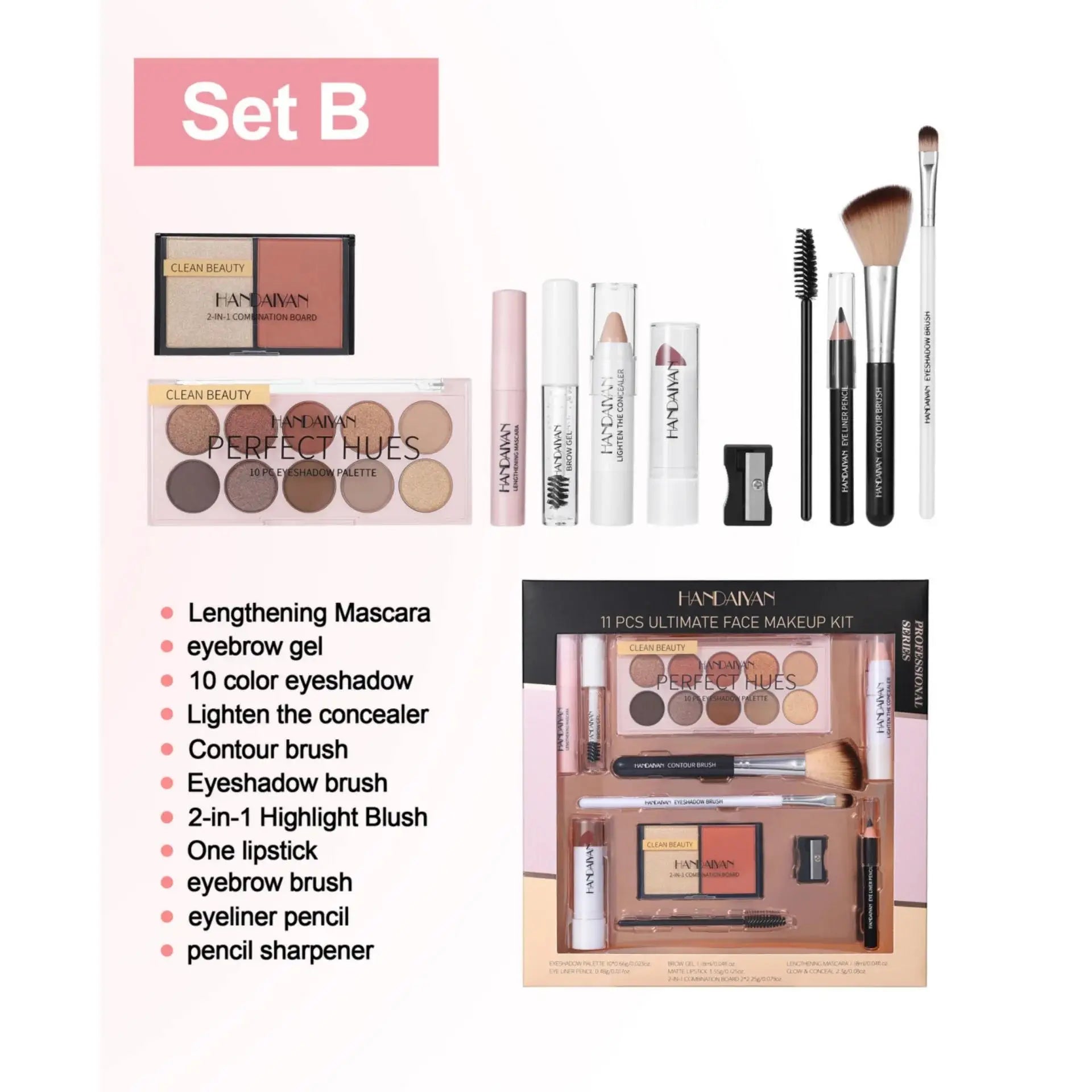 Kit de maquillage professionnel 11 pièces