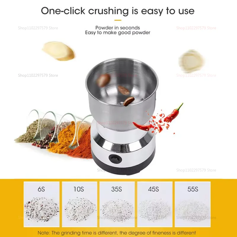 Electric Coffee Spice Pepper Grain Grinder 4-Blade Mini Portable 300ml Ultra-Fine Food Processor for Kitchen Home Brewing