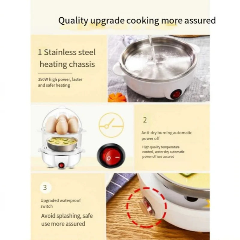 Smart Egg Cooker Electric Egg Boiler Steamer Poacher Compact Mini Kitchen Appliance Perfect for Breakfast and Healthy Meals