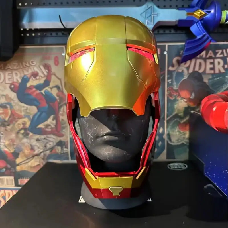 Marvel Iron Man Merchandise Helmet Mk5 Wearable Collectible Toy With Light Emitting And Manual Opening/Closing Feature Boys Gift