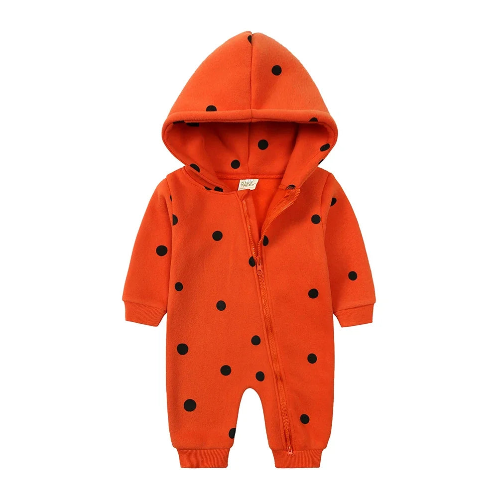 2025 Newborn Baby Romper Warm Clothes Winter Thicken Fleece Hooded Bear Onesie Toddler Boy Girl Jumpsuits Infant Pajamas