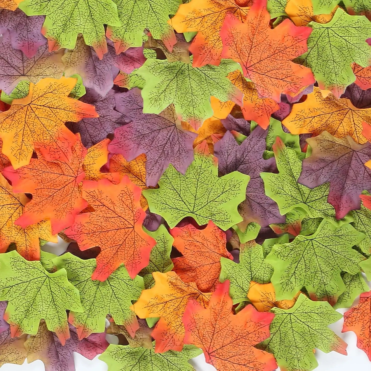 Yannew 500pcs Artificial Fall Maple Leaves Silk Leaf for Craft DIY Thanksgiving Wedding Party Decoration Autumn Home Table Decor