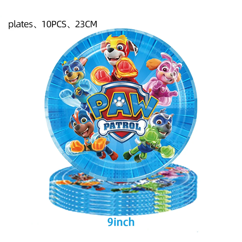 New Paw Patrol Birthday Party Decor Dogs Skye Disposable Tableware Tablecloth Plate Cup Gift Bag Kids Boy Favor Gifts Kids Toys