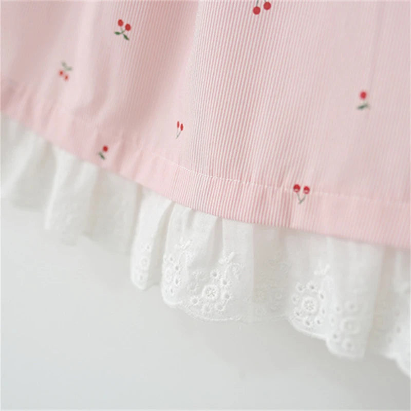 Delicate Baby Newborn Dresses Sweet Cute Cherry Girl Kids Dress Summer Sleeveless Chidlren Clothes 0-4 Y Toddlers Casual Wear