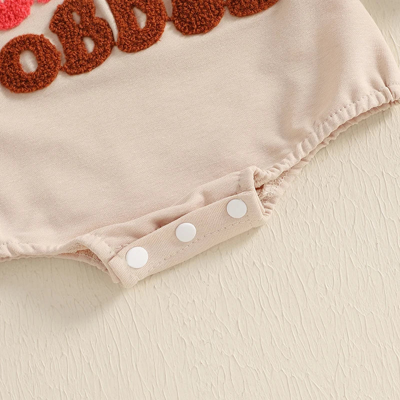 Thanksgiving Baby Romper with Embroidered Letters Long Sleeve Crew Neck Jumpsuit for Boys and Girls - Adorable Bubble