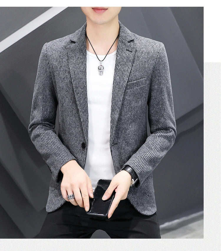 Nouveau Blazer pour homme mode Gentleman slim laine